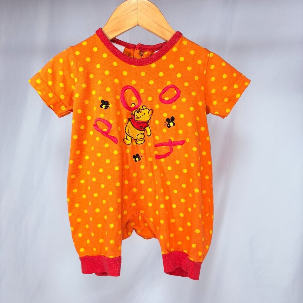 Vintage Disney Winnie the Pooh Y2K Orange Polka Dot Romper Outfit 3m / 6m - Picture 2 of 16